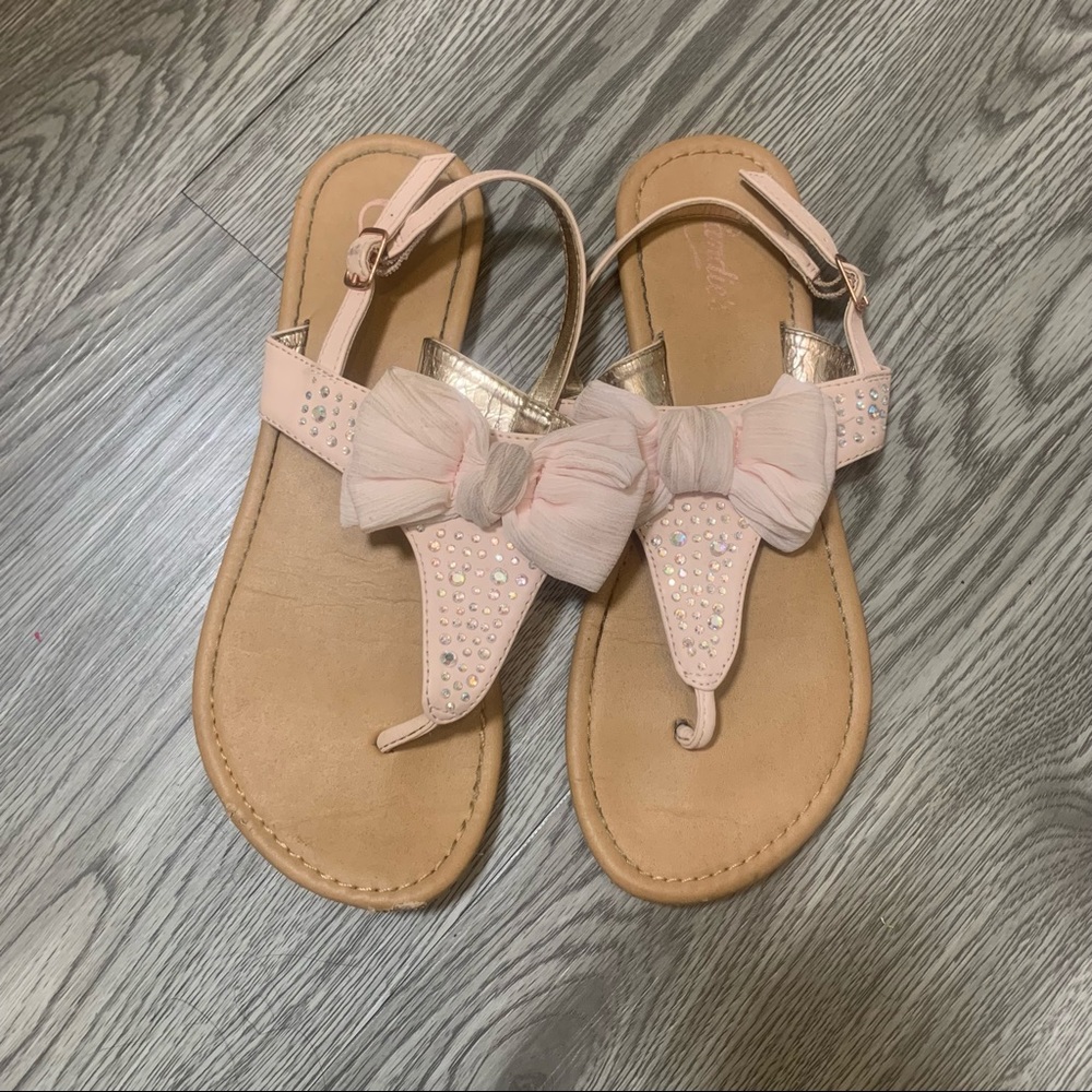 Candie’s Pink Bow Rhinestone Sandals